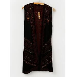 Peruvian Link  Black and Red Long Alpaca Vest